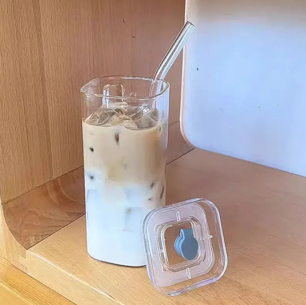 Clear Square Coffee Mug with Lid